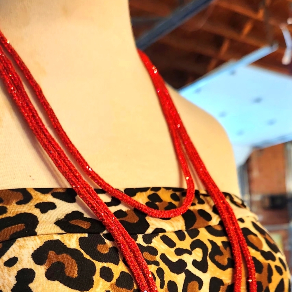 Elegant Multi Layered Sparkling Red Necklace - Picture 14 of 17